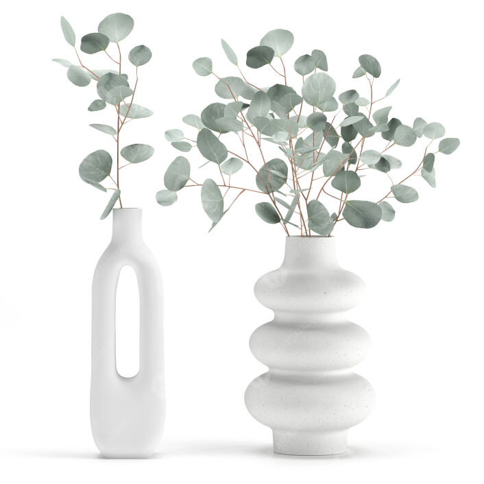 3D model Vases and Branches Jysk Eucalyptus Set 1