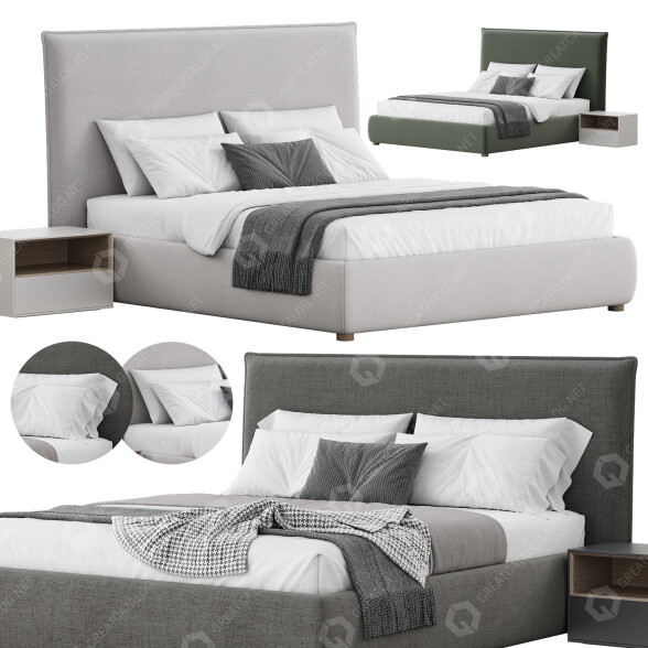 Ліжко та тумбочки West Elm Watkins 3D модель