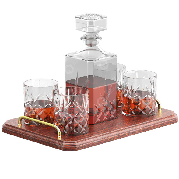 Boire Tray of Carafe Whisky with Glasses modèle 3D