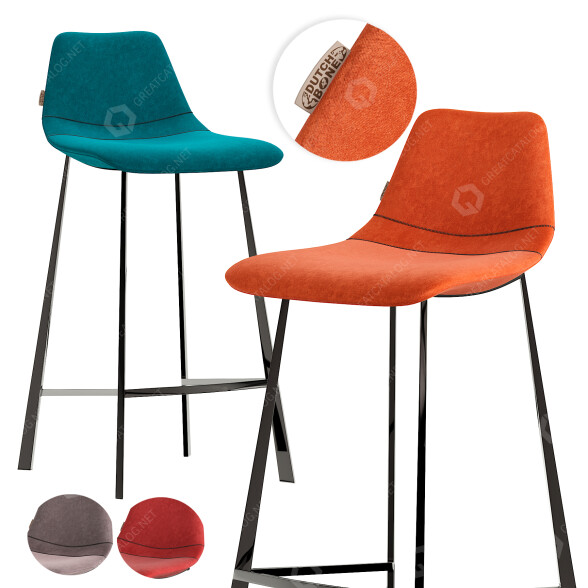 Tabouret de bar Dutch Bone Franky Velvet modèle 3D