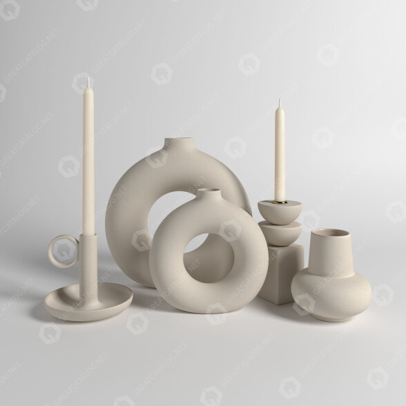 Вази та свічки H&M Decor Set 3D модель