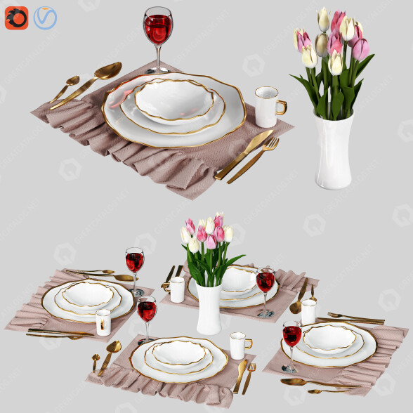 Сервірований стіл Dish Set 01 3D модель