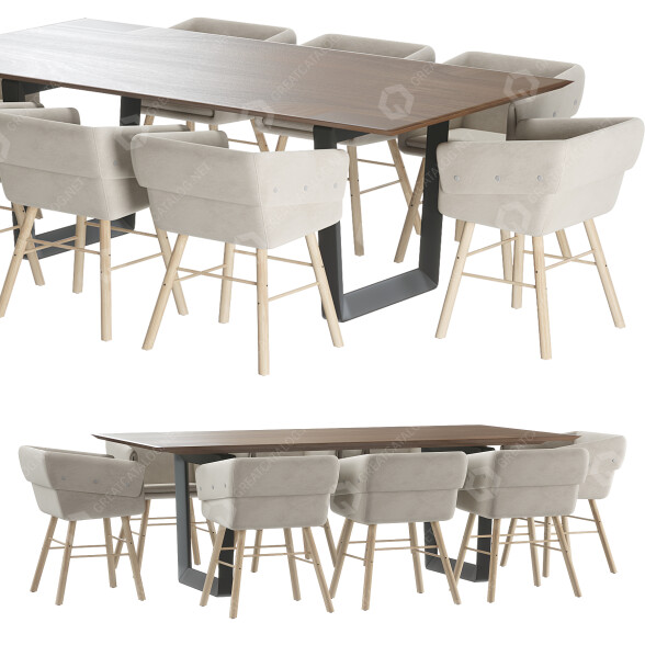 Stół i krzesła Sancal Collar model 3D