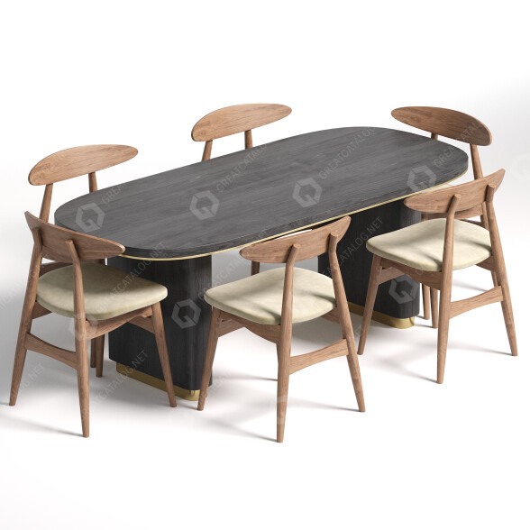 Tisch und Stühle Carl Hansen & Søn CH33P 3D-Modell