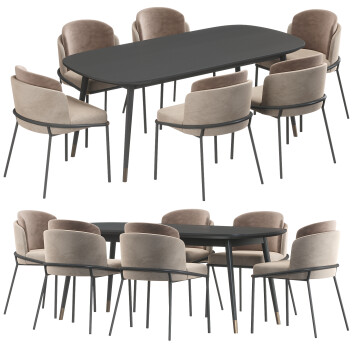 Стіл та стільці Minotti Fill Noir