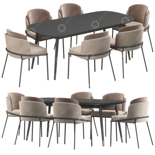 Стіл та стільці Minotti Fill Noir 3D модель