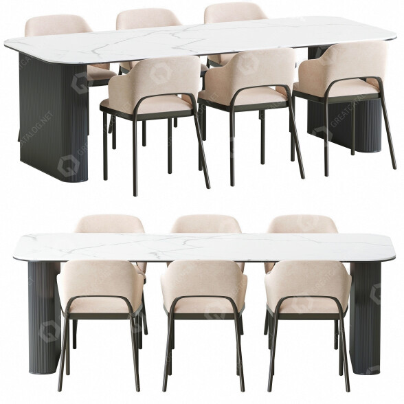 Table and Chairs Thonet 520 P 3D model