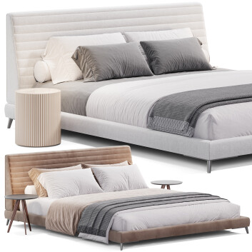 Bed and Bedside Tables  Minotti Roger 3D model