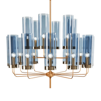 Kronleuchter  1stDibs Brass and Blue Glass Tube 3D-Modell