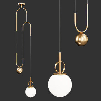 Hängeleuchte  Tudo & Co Cradle Brass Mid Century Pulley 3D-Modell