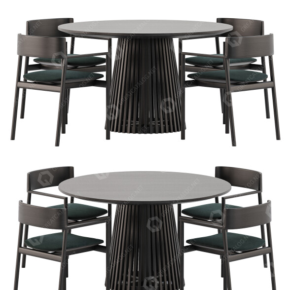 Стіл та стільці Benchmark Furniture Dining Set 15 3D модель