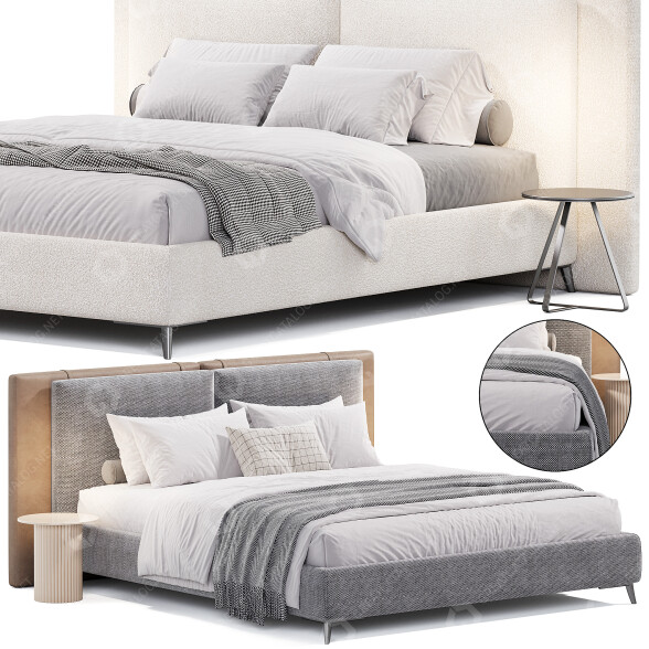 Ліжко та тумбочки Minotti Tatlin Soft 3D модель
