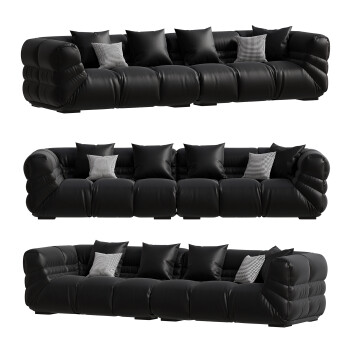 Sofa  Litfad Modern Genuine Leather Biscuit Back Model 3D