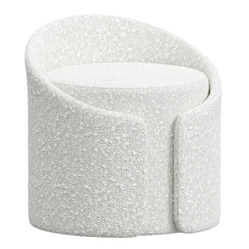 Пуф Homary Modern White Round Lamb Wool Vanity with Backrest