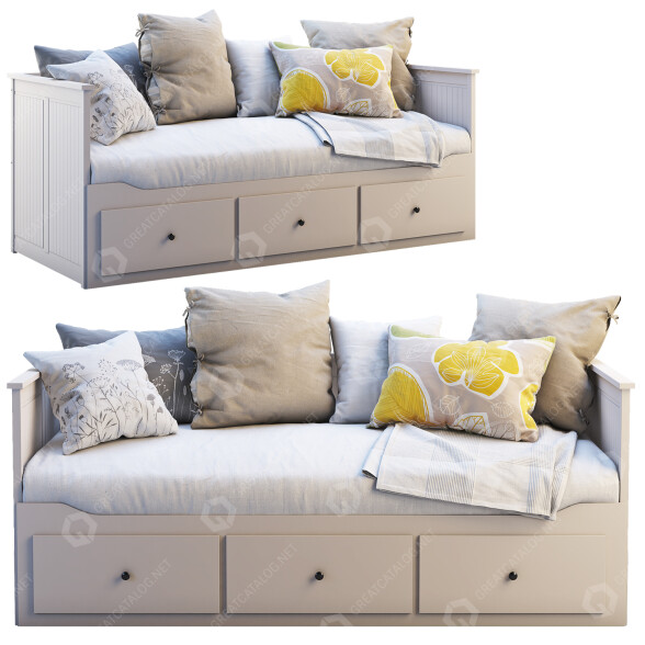 Ліжко IKEA Hemnes 2 3D модель