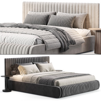 Ліжко та тумбочки Casaspace Isley Fabric Stripe Pattern