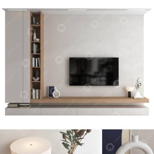 Jednostka ścienna TV i dekoracja Set 28 model 3D
