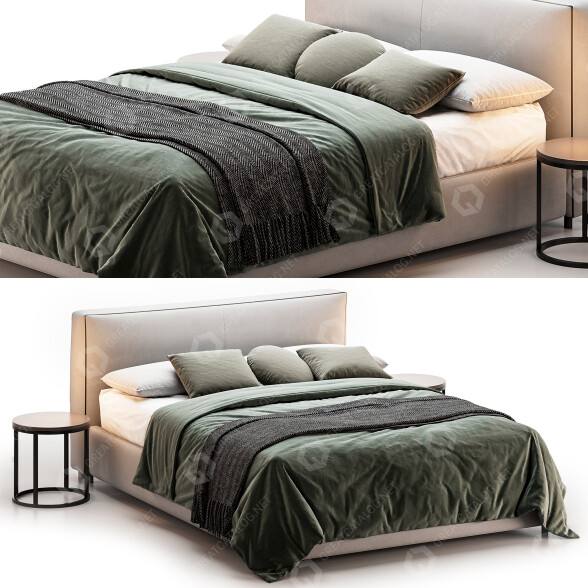 Ліжко та тумбочки West Elm Curved Modern 3D модель