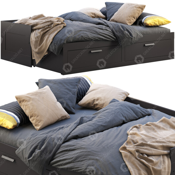 Ліжко IKEA Brimnes 4 3D модель