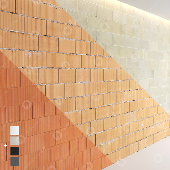 Ziegelsteine Block Wall Set 02 3D-Modell