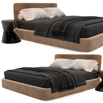 Bett und Nachttisch Brown