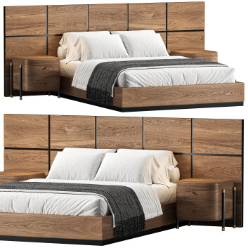 Ліжко та тумбочки Modway Caima Queen Platform in Walnut Finish