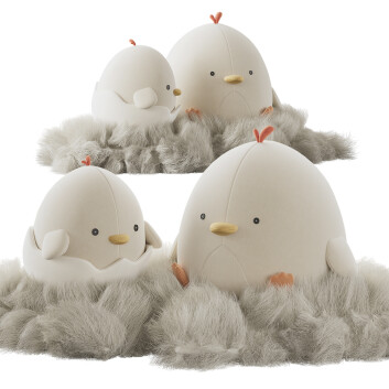 Іграшка Cute Plush Chickens in a Nest 3D модель