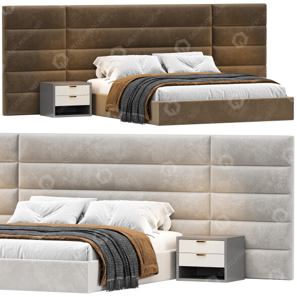 Bett und Nachttischchen Restoration Hardware Modena Horizontal 3D-Modell