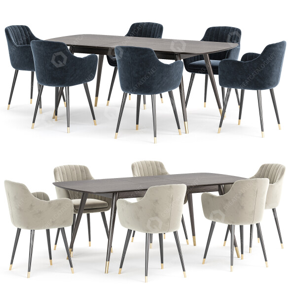 Стіл та стільці Dining Set 91 3D модель
