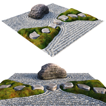 Декор Japanese Rock Zen Garden 05 PBR Lowpoly