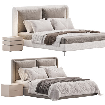 Cama y mesitas de noche  Panel Modern Modelo 3D