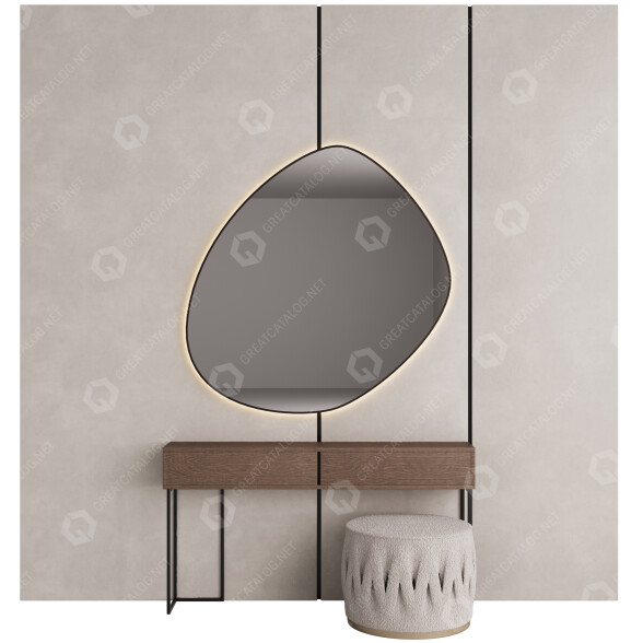 Schminktisch und Pouf Set 1 3D-Modell