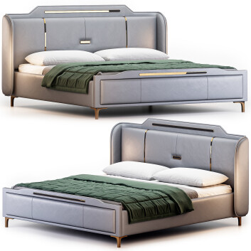 Ліжко Litfad Grey Wingback Upholstered