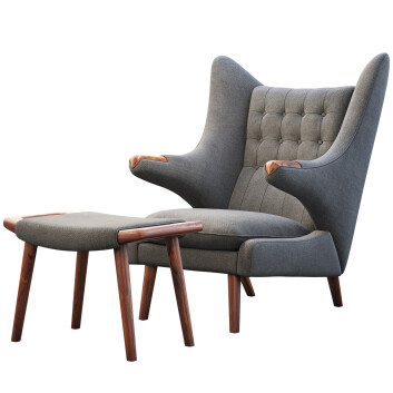 Крісло та пуф PP Mobler  PP19 Papa Bear by Hans Wegner
