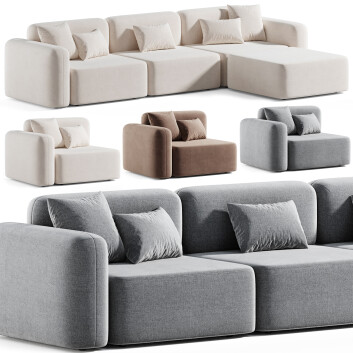 Sofa Pascal Modular Ivory 3 Seat Right Chaise by Horgans