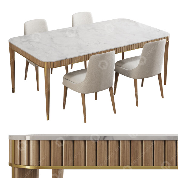 Stół i krzesła Roche Bobois Eden-Rock Dining Set model 3D