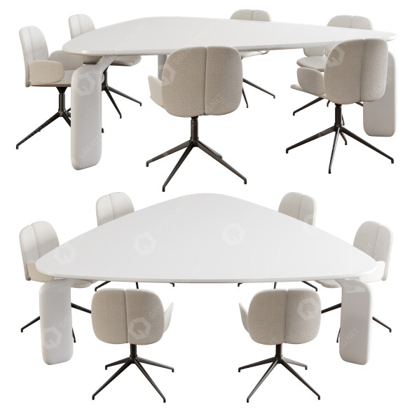 Table and Chairs Roche Bobois Pulp Triangular Dining Set 2 3D model ...