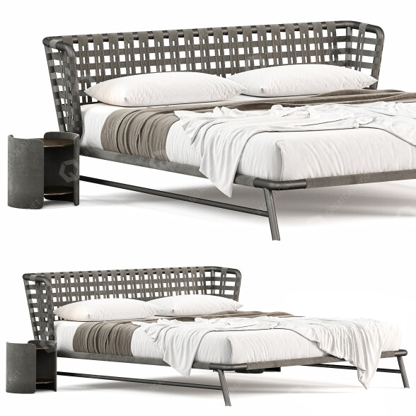 Bett und Nachttischchen Meridiani Edoardo Kuoio 3D-Modell