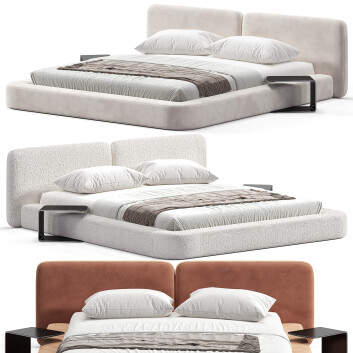 Cama y mesitas de noche  Simple Modelo 3D