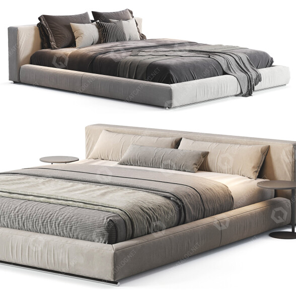 Bett und Nachttischchen Flexform Groundpiece 3D-Modell