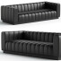 Диван CB2 Forte Extra-Large Modern Channeled Black Leather - izzatilla3d