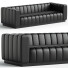 Диван CB2 Forte Extra-Large Modern Channeled Black Leather - izzatilla3d