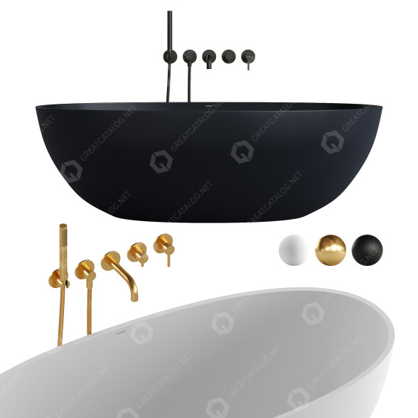 Ванна і змішувачі OMNIRES Y 5-Hole and Shell Wanna 3D модель