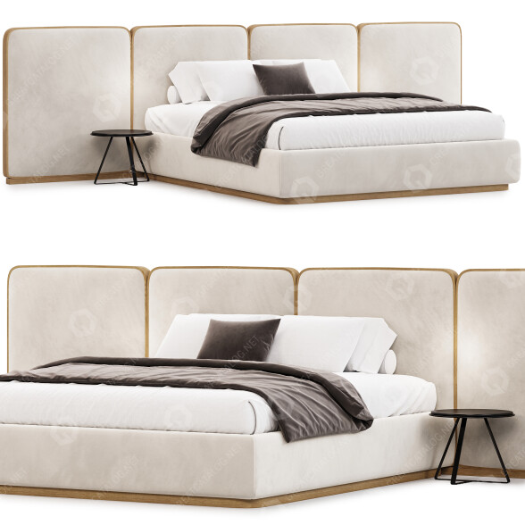 Bett und Nachttischchen Adriana Hoyos Gem Upholstered King Queen 3D-Modell