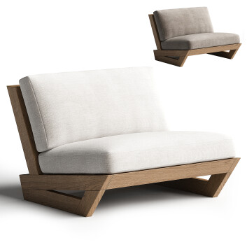 Крісло CB2 Sunset Teak Outdoor Lounge 3D модель