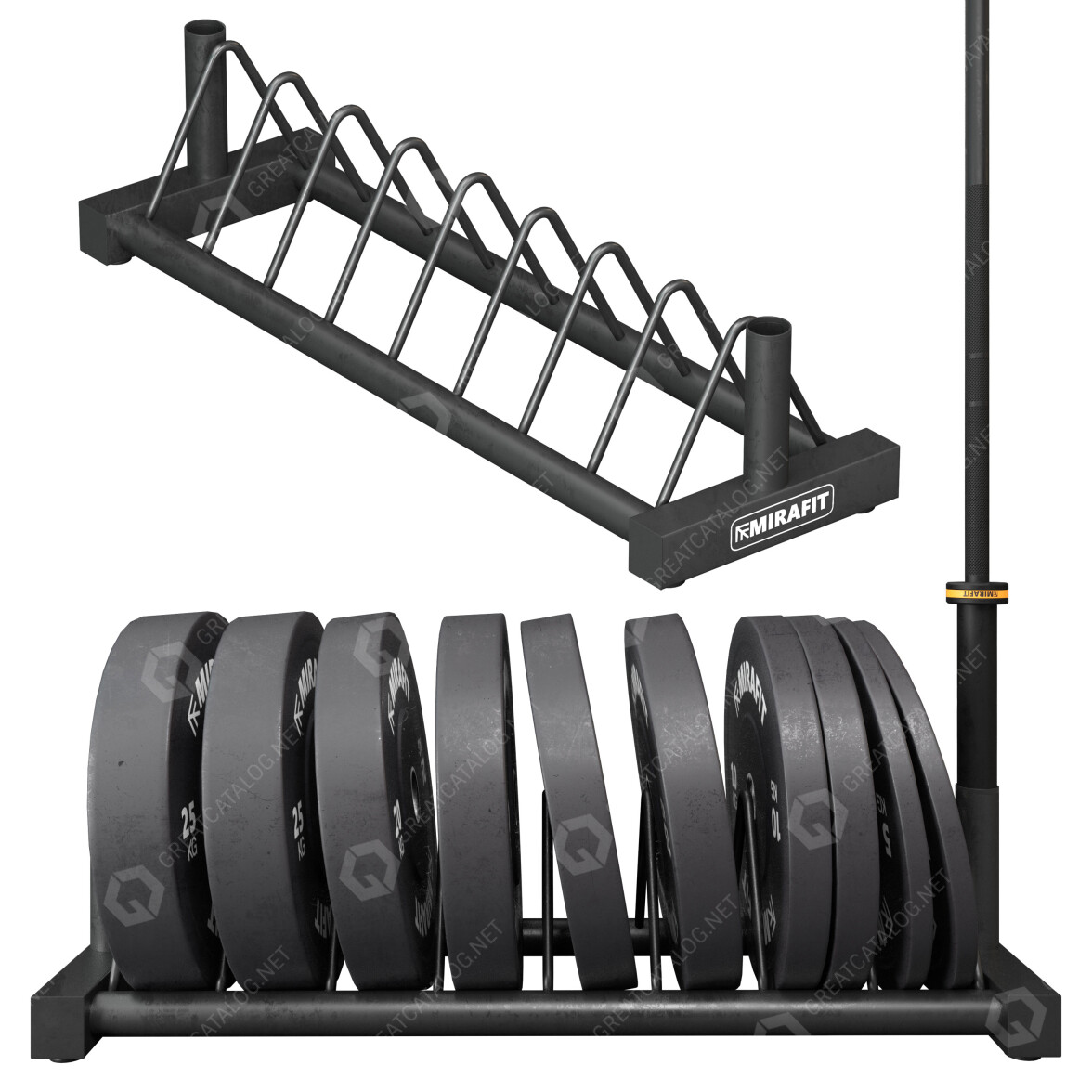 rack-and-barbell-discs-bumper-plates-storage-stand-set-by-mirafit-3d