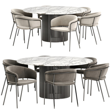 Stół i krzesła  Konnie Velvet Dining Set Model 3D