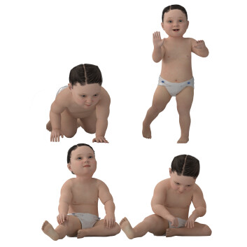Діти Boy Baby 4 Poses 3D модель