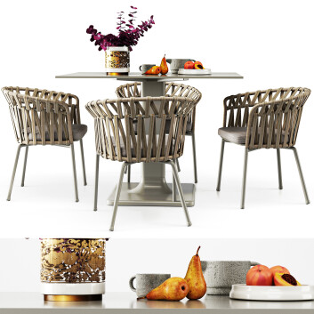Стіл та стільці Modern Furniture Set 500 3D модель