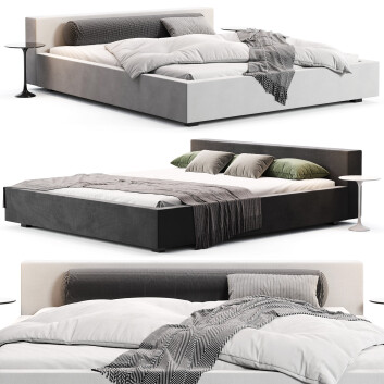 Cama y mesitas de noche  Dalton by Manzzeli Modelo 3D
